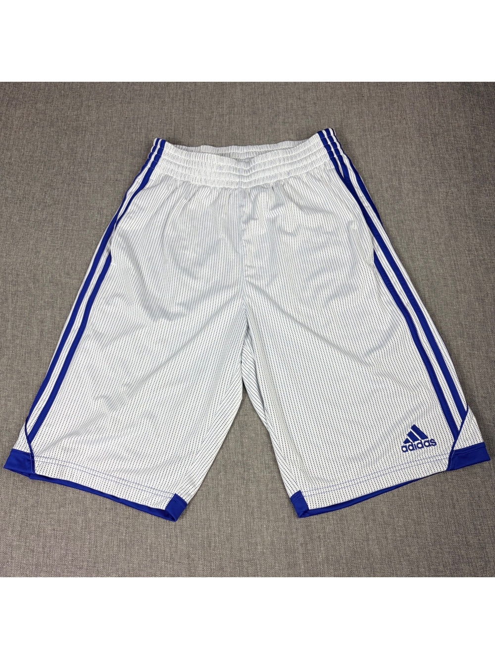Adidas Men's White and Blue Athletic Basketball Shorts Size M